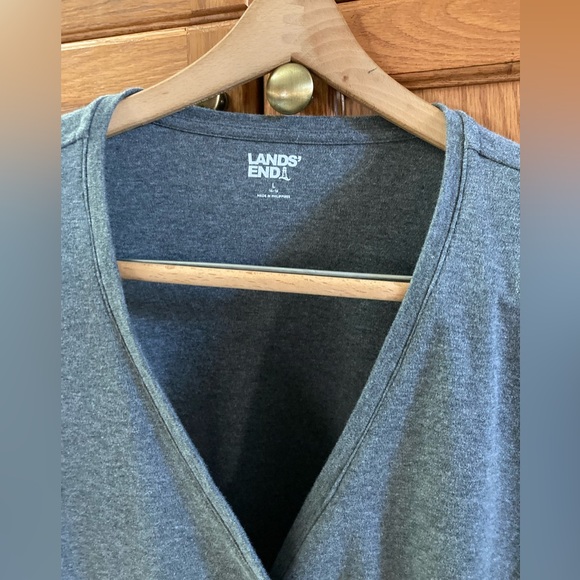 Lands End Grey jersey button up cardigan 2 front pockets Size 14-16 60% cotton - Picture 5 of 6